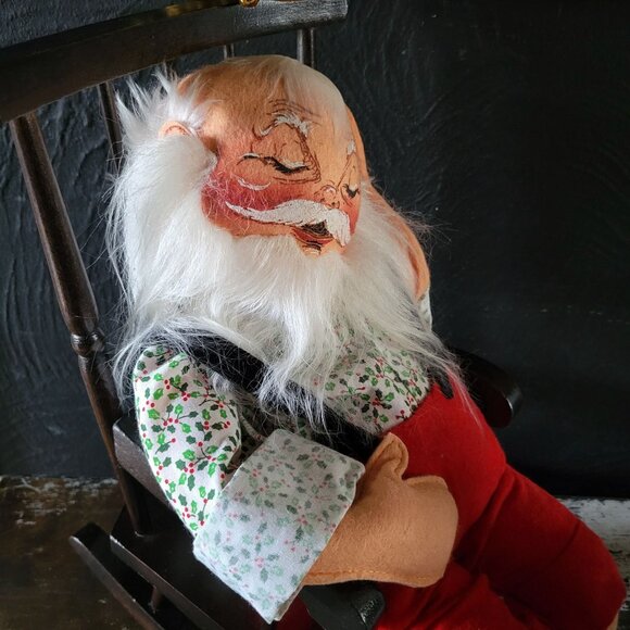 Vintage Annalee Santa Sleeping In Rocking Chair Doll, Vintage Christmas - Picture 2 of 9